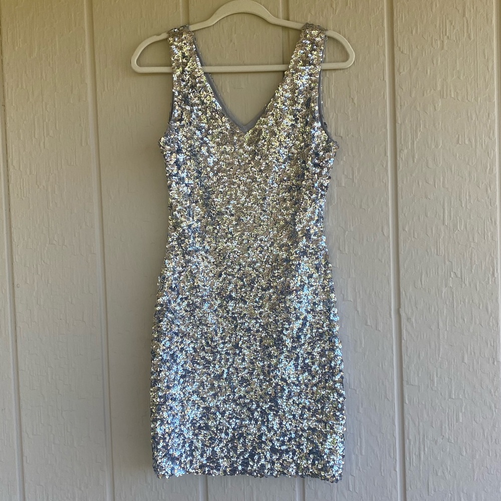 Body Con Sequin Silver Party Bodycon Dress